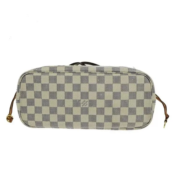 LOUIS VUITTON Neverfull PM Shoulder Tote Bag Damier Azur Leather N51110